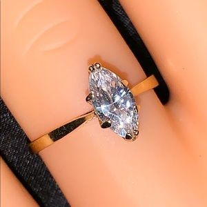 14KT Gold 1 TCW Marquise-Cut CZ Solitaire Ring
